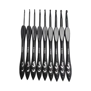 Somstyle Ergonomische Haaknaaldenset - Crochet Kit - 9 Maten - 2.0 Mm T/m 6.0 Mm - Zwart