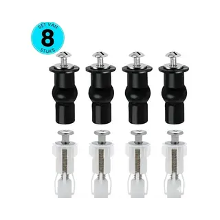 Somstyle Universele Scharnieren Voor Toiletbril - 8 Stuks - Rvs - Bevestigingsset Toiletbrilinstallatie - Wc Bril Onderdelen - Zwart