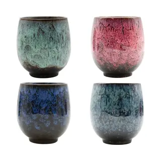 Somstyle Keramieke Koffiekopjes Set - 4 Stuks - Koffiebeker Zonder Oor - Koffie Mok 150 Ml - Multicolor