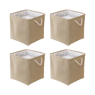 Somstyle Opbergmand Set - 4 Stuks - Opbergbox - 32 X 32 X 32 Cm - Opbergdoos - Kast Organizer - Beige