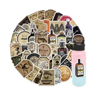 Winkrs Poison Fleslabel Stickers - Vergif/Heksen Brouwsels/Alcohol - Halloween Flessen Decoratie Stickers - 50 Stuks - 4x5CM