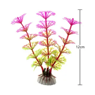 Winkrs Aquarium Plantje Op Nep Steen - Kunstplant Roze/groen - Waterplant 12 Cm - Geschikt Voor Terrarium