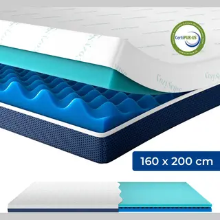 CozySense® DualFeel Topper Matras 160x200 - Topmatras - Topdekmatras - Met Koele & Warme Kant - CertiPUR® - Medium Hardheid - 7.5 Cm - Wasbare Hoes