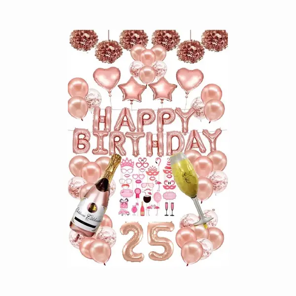 FeestmetJoep® 25 Jaar Verjaardag Versiering & Ballonnen - Rose Goud thumbnail