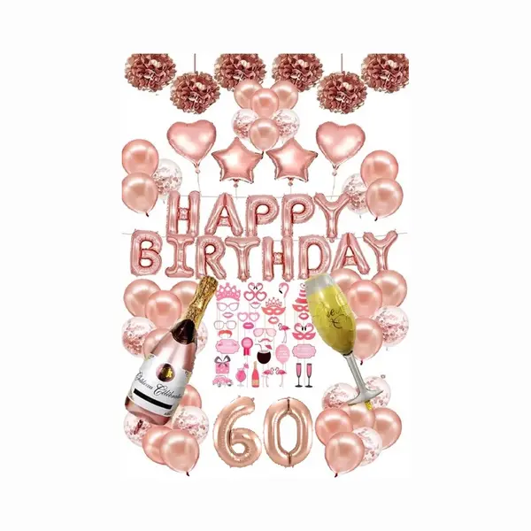 FeestmetJoep® 60 Jaar Verjaardag Versiering & Ballonnen - Rose Goud thumbnail