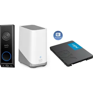 Eufy, Bel + Deurintercom, Video Deurbel E340 + HomeBase 3 S380 + 240GB Ssd Voor 3 Jaar Opslag - Bundelvoordeel
