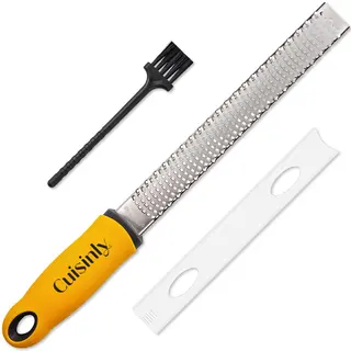 Cuisinly® Premium Rvs Rasp Zester - Handrasp Lang - Citroenrasp - Kaasrasp - Gemberrasp - Knoflookrasp - Incl Beschermhoes & Borstel