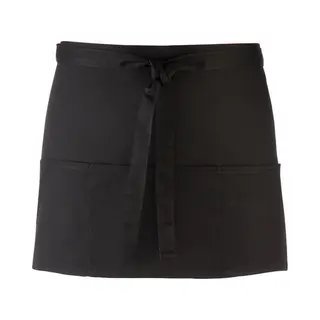 Kort Schort Met 3 Open Zakke | Zwart | Restaurant Schort | Bedieningsschort | 12 Verschillende Kleuren| Horeca Kleding