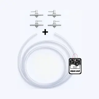 Aqua-Loui® - Luchtslang Set – Slang Set Geschikt Voor Aquarium En Zwembad – 5 Meter Luchtslang Ø 4/6 Mm + 4 Rvs Metalen Kranen