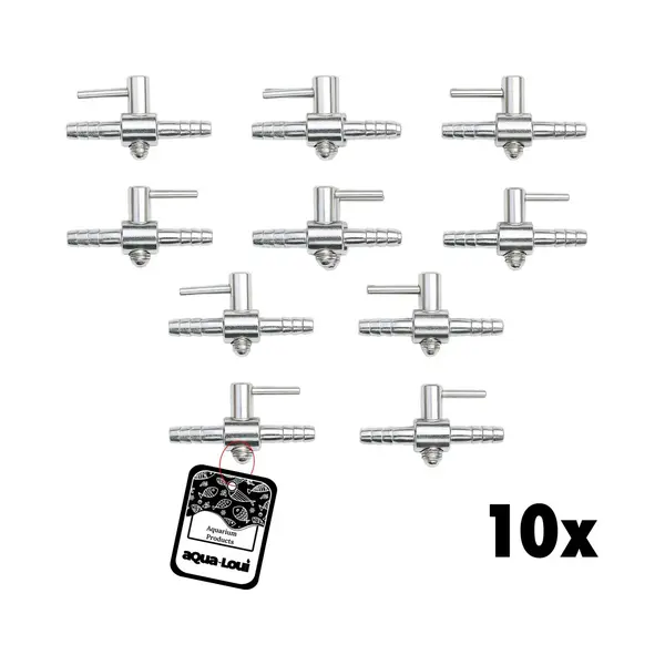 Aqua-Loui® - Rvs Kraan - Kraan Voor Luchtslang - Aquarium - Universele Kraan Geschikt Voor Slangmaat Ø 4/6 Mm - Metalen Doorvoerkraan Voor Slang – thumbnail