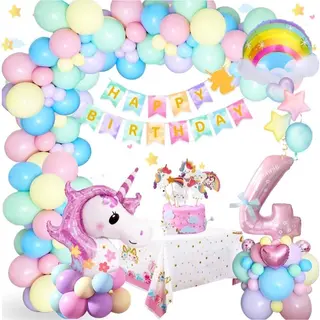 FeestmetJoep® Eenhoorn 4 Jaar Verjaardag Versiering - Unicorn Thema