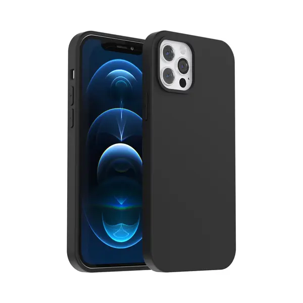 My Case Hoesje Geschikt Voor IPhone 12 Pro Zwart Hoesje Siliconen Case Cover - Zwart thumbnail