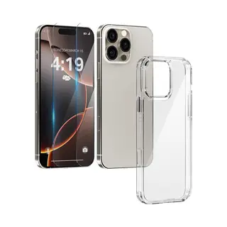 My Case Hoesje Geschikt Voor IPhone 16 Pro Max Transparant - 2x Screenprotector - Beschermglas - Anti Shock
