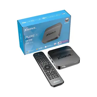 Xsarius Pure 4 4K Uhd Android 14 Ip-Receiver Schwarz (Dual-WiFi, Usb 3.0, Lan, Hdmi, HDR10+, Widevine L1, Bluetooth, PremiumTV+, MyTV Go+ App, 2GB