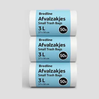 Kleine Afvalzakjes 3 Liter – 150 Stuks – Voor Toilet, Prullenbak & Kattenbak – Extra Stevig - Geurdicht - Bredline