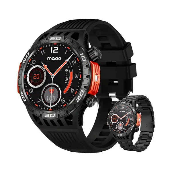 Maoo Explorer - Outdoor Smartwatch - Intern Kompas - Zaklamp - Zwart thumbnail