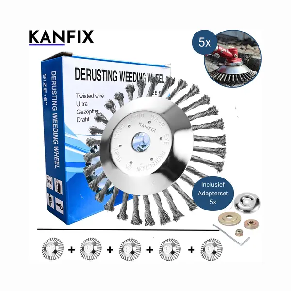 KanFix Onkruidborstel Voor Bosmaaier Electrisch - Voegenborstel - Grastrimmer - Onkruidverwijderaars - 8inch thumbnail