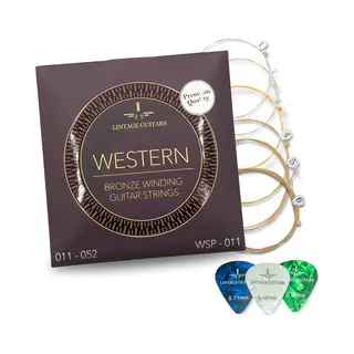 Lintage Guitars Premium Akoestische Western Gitaar Snaren - Wsp-011 - Gitaarsnaren - Inclusief 3 Celluloid Plectra