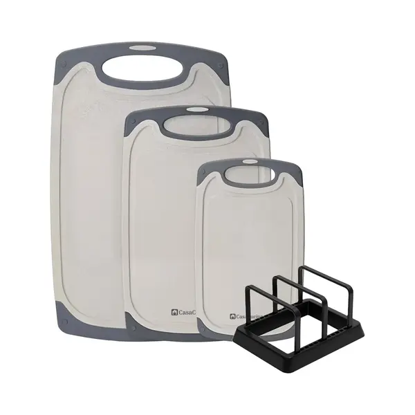 CasaCucina Snijplank Kunststof - Anti-slip - Met Houder - 41x26cm - Vaatwasserbestendig - Wit thumbnail