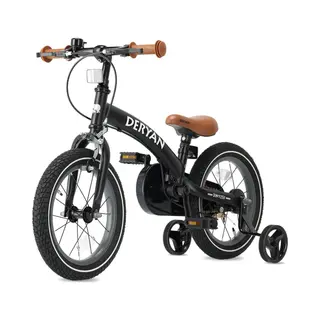 Deryan Luxe Kinderfiets 12 Inch - 3-in-1 - Verstelbaar Zadel - Zwart