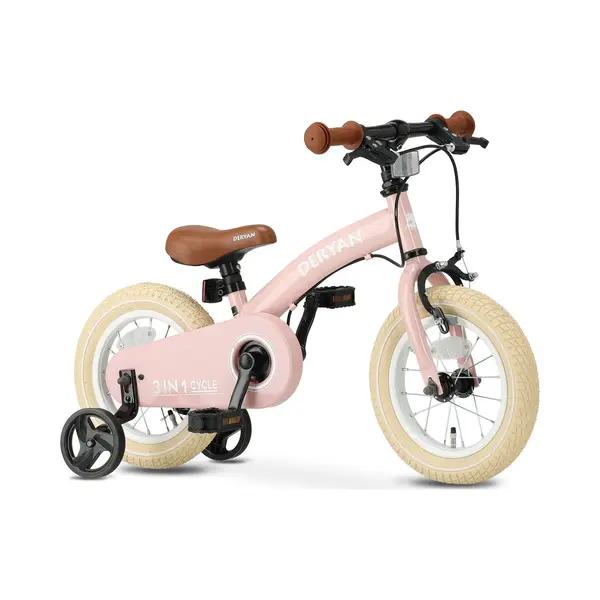 Deryan Luxury Kids Bike 12 Inch | 3-in-1 Balance Bike | Bike With Adjustable Seat And Handlebar | Kids Bike For Boys And Girls | Pink thumbnail
