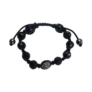 Behave - Armband Zwart Met Facet Kralen En Strass - Streetstyle Look