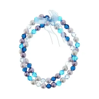 Behave - Korte Parelketting Met Strik In Blauw - Speels & Charmant