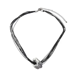 Behave® Ketting Zwart - Bloem Hanger Met Steentjes - 40 Cm
