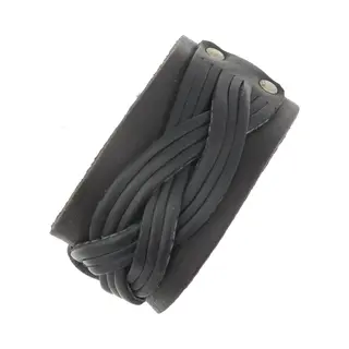 Behave - Armband Heren Zwart Leer - Lengte 18.5 Cm Tot 20.5 Cm