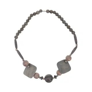 Behave – Ketting – Hout – Bruin;Grijs;Zwart – 48 Cm – Nikkelvrij – Handgemaakt