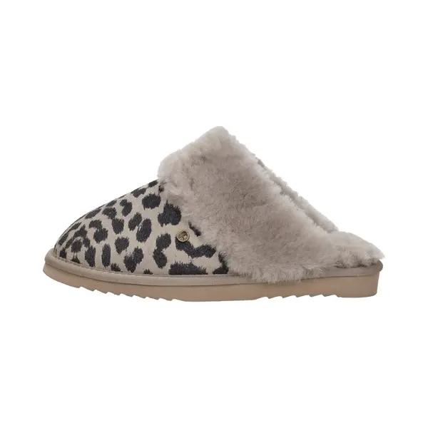Warmbat Collie Print Panther Dames Sloffen - Taupe thumbnail
