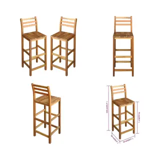 VidaXL Barkrukken 2 St Massief Acaciahout - Barstoel - Barstoelen - Barkruk - Barkrukken
