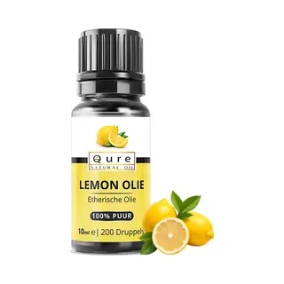 Qure Natural Oil Citroen Olie 10ml | Etherische Lemon Olie Van Therapeutische Kwaliteit | Biologisch | 100% Puur & Onbewerkt | Aromatherapie | Essential Lemon Oil