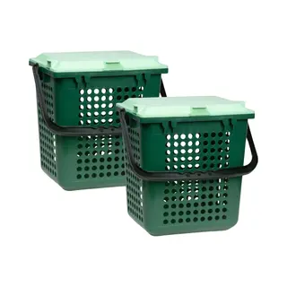 Biomat AirBox Met Gaten - 7L/10L Prullenbak Met Deksel - Geventileerde Gft-afvalbak - Tegen Maden En Geuren - Past Op Het Aanrecht - 2 Stuks