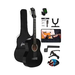 Finesse Akoestische Gitaar - Met Videocursus - Nylon Snaren - Klassieke Gitaar - Spaanse Gitaar - Kind - Volwassenen - Zwart