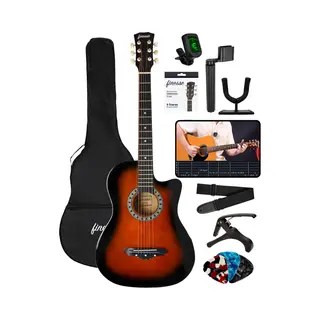 Finesse Akoestische Gitaar - Met Videocursus - Western Gitaar - Gitaar Kind & Volwassenen - Sunburst