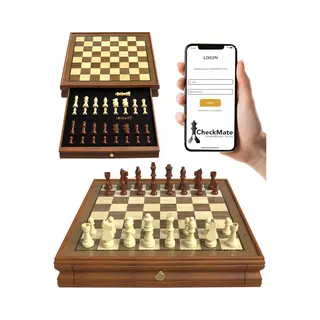 Windsor Luxe Schaakbord - Met Schaakstukken - 35 Cm - Annotaties - Schaakset - Magnetisch Schaakspel - Chess Set - Hout