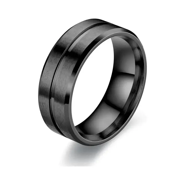 Walletstreet Wolfraam Band Ring- Rvs Edelstaal-kleur-zwart -voor Mannen En Vrouwen-cadeau-Ideale Geschenk thumbnail