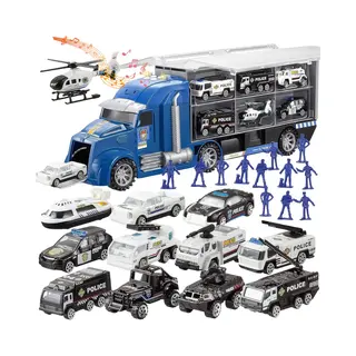 Bolke® - Vrachtwagen Speelgoed - Vrachtwagen Speelgoed Jongens - Politie Speelgoed - Politie Speelset - Speelfiguren Set Constructie