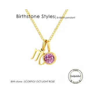 Borasi Birthstone Ketting Oktober | Sterrenbeeld Schorpioen | Goldplated | Lichtroze | Dames Sieraden |