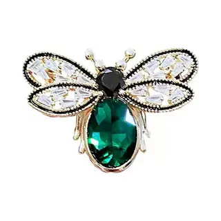 Borasi Groen Bij Broche | Groen Met Zwart Zirkonia Stenen | Rvs | Hoogwaardig Roestvrij Staal | Bruiloft | Cadeau Voor Haar | Moederdag Cadeau |