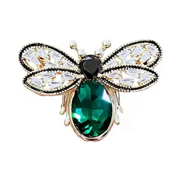 Borasi Groen Bij Broche | Groen Met Zwart Zirkonia Stenen | Rvs | Hoogwaardig Roestvrij Staal | Bruiloft | Cadeau Voor Haar | Moederdag Cadeau | thumbnail