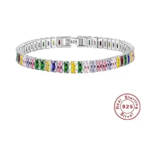 Borasi Regenboog Tennis Armband | 925 Zilver | 17 Cm | Zirkonia Stenen | Zilver | Dames Armband | Elegant | Vrouwen Cadeau | Dames Sieraden |