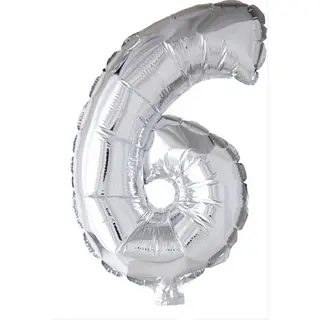 Chpn - Folieballon - 6 Jaar - 35CM - Cijferballon - Zilver - Ballon - Feestdecoratie - Zesde Verjaardag - Party - Verjaardag - 6