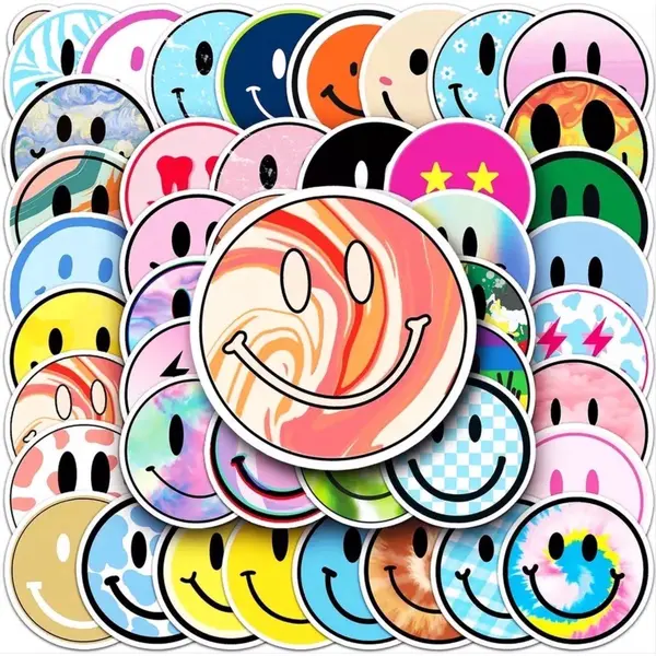 Chpn - Stickers - Smiley Stickers - Smiley - Smile - Blije Stickers - 50stuks - Stickers - Coole Stickers - Laptopstickers - Cadeau thumbnail