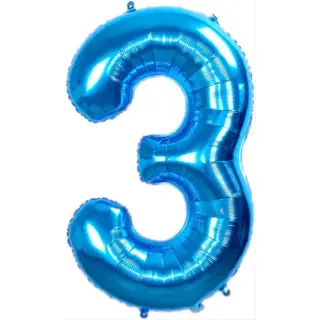 Chpn - Folieballon - 3 Jaar - 86CM - Cijferballon - Blauw - Ballon - Feestdecoratie - Derde Verjaardag - Party - Verjaardag - Blauwe Folieballon