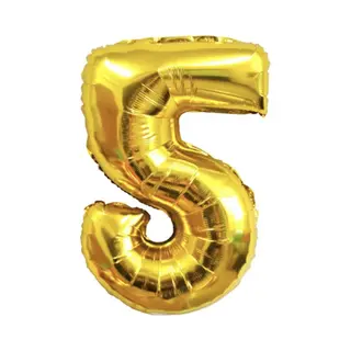 Chpn - Folieballon - 5 Jaar - 41CM - Cijferballon - Goud/geelkleurig - Ballon - Feestdecoratie - Vijfde Verjaardag - Party - Verjaardag - 5 - Vijf