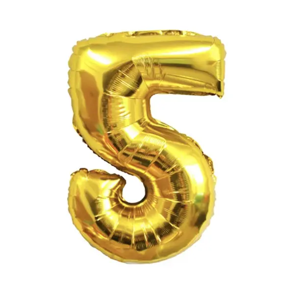 Chpn - Folieballon - 5 Jaar - 41CM - Cijferballon - Goud/geelkleurig - Ballon - Feestdecoratie - Vijfde Verjaardag - Party - Verjaardag - 5 - Vijf thumbnail