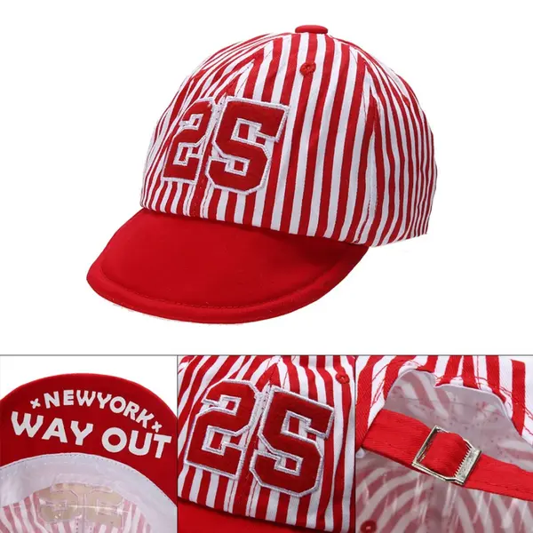 Rood Baby Petje - Baby Hoedje - Babycap - Babypetje - Kinderpet - Babypet - Babycap - Cap - Zomerpetje - Petje - Rood - Gestreept - Chpn thumbnail