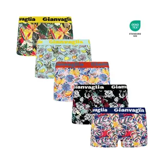 Gianvaglia 5-Pack Dames Onderbroek Katoen - Boxershorts - Zacht Katoen - Fruity Forest Printjes - Maat Xl 8808